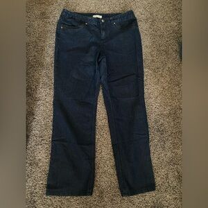 Christopher Banks 12 Jeans Dark Blue Stretch Denim Bling Pockets Straight Leg